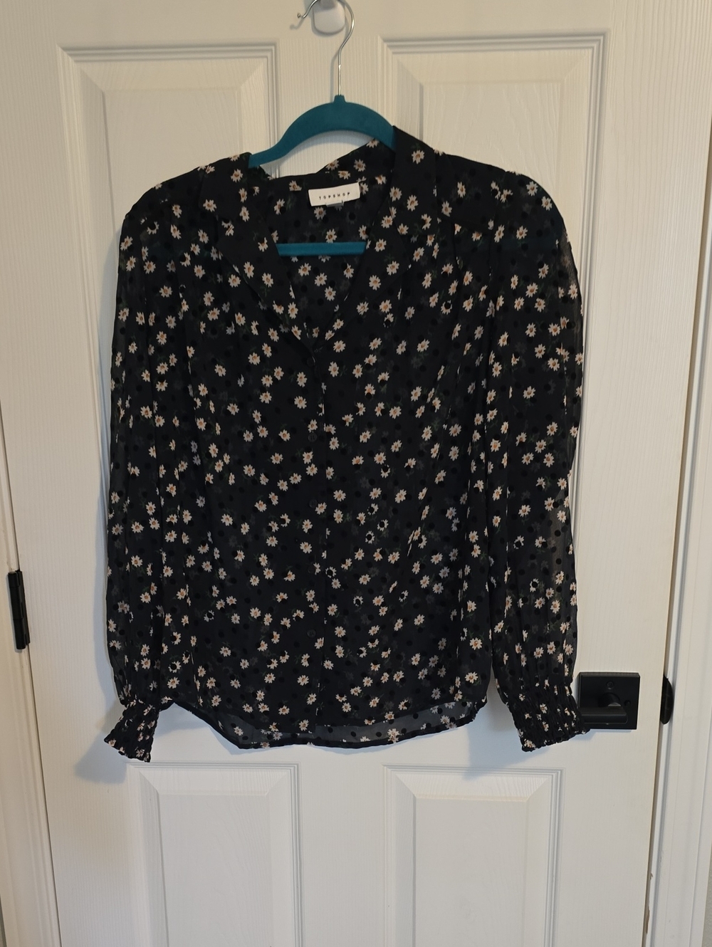 Everlane Black Floral Long-Sleeve Blouse